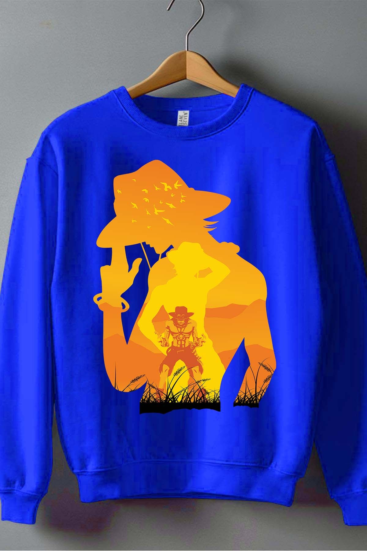 COULEUR:Bleu Roi|Sweat Col Rond Garçon | Ace Ombre Bleu Roi