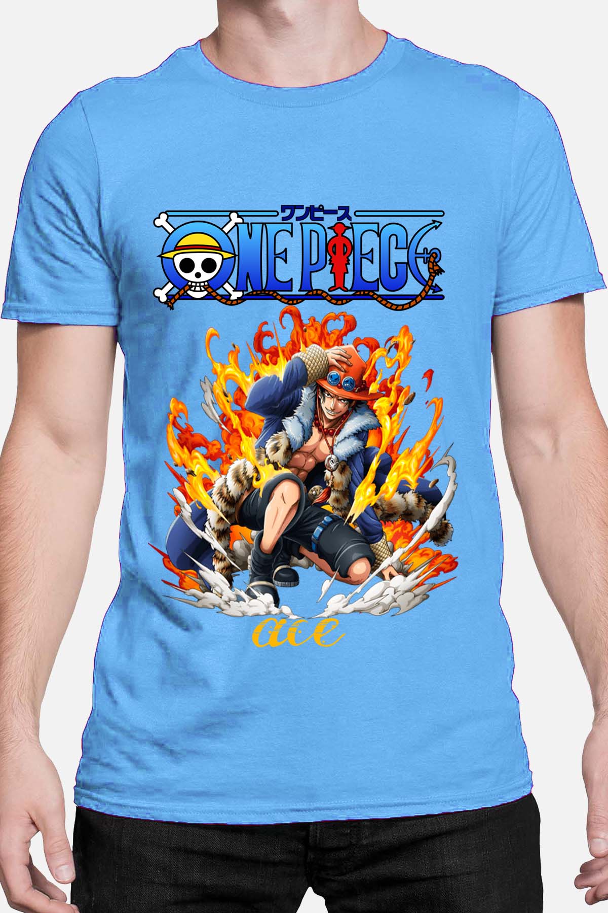 COULEUR:Bleu Ciel|T-shirt Homme | Attack One Piece 06 Bleu Ciel