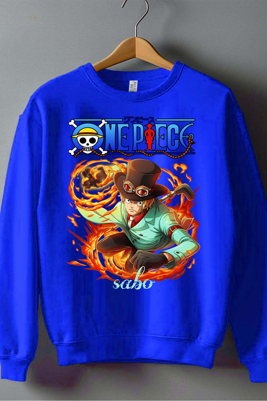 COULEUR:Bleu Roi|Sweat Col Rond Garçon | Attack One Piece 08 Bleu Roi