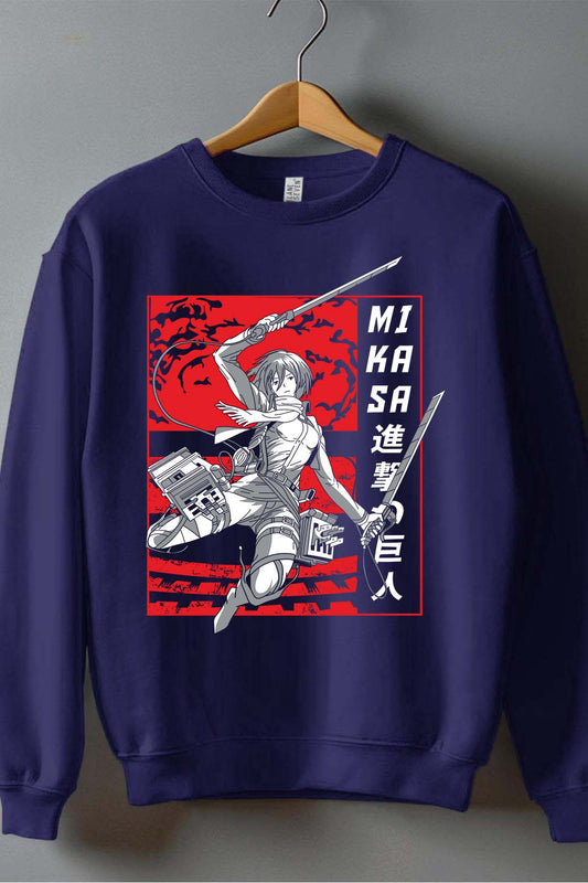 COULEUR:Marine|Sweat Col Rond Garçon | Attaques des Titans 10 Marine
