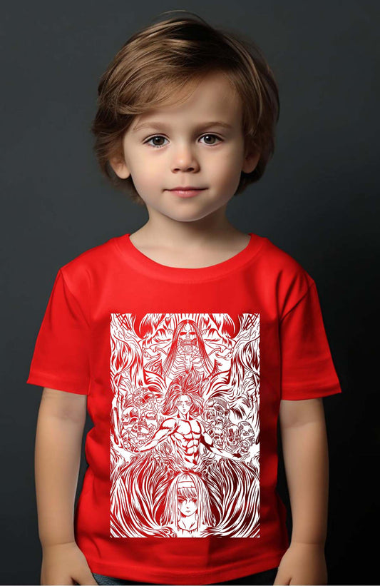 COULEUR:Rouge|T-shirt Garçon | Attaques des Titans 12 Rouge