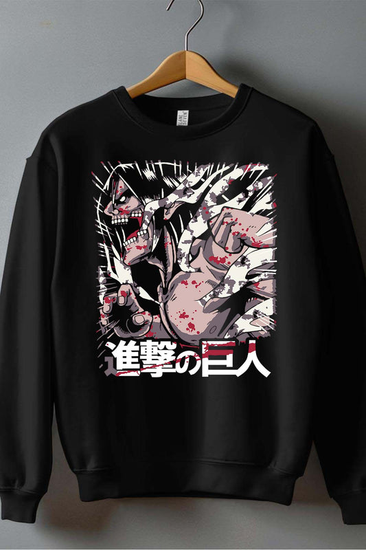 COULEUR:Noir|Sweat Col Rond Garçon | Attaques des Titans 19 Noir