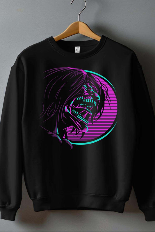 COULEUR:Noir|Sweat Col Rond Garçon | Attaques des Titans 25 Noir