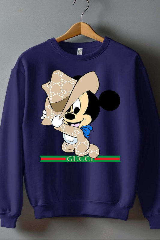 COULEUR:Marine|Sweat Col Rond Garçon | BB Mickey Gucci Chapeau Marine