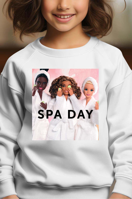 COULEUR:Blanc|Sweat Col Rond Fille | Barbie Spa Day Blanc
