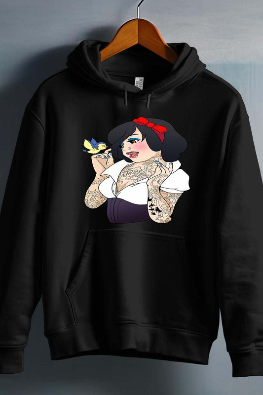 COULEUR:Noir|Sweat Capuche Fille | Blanche Tatoué Noir