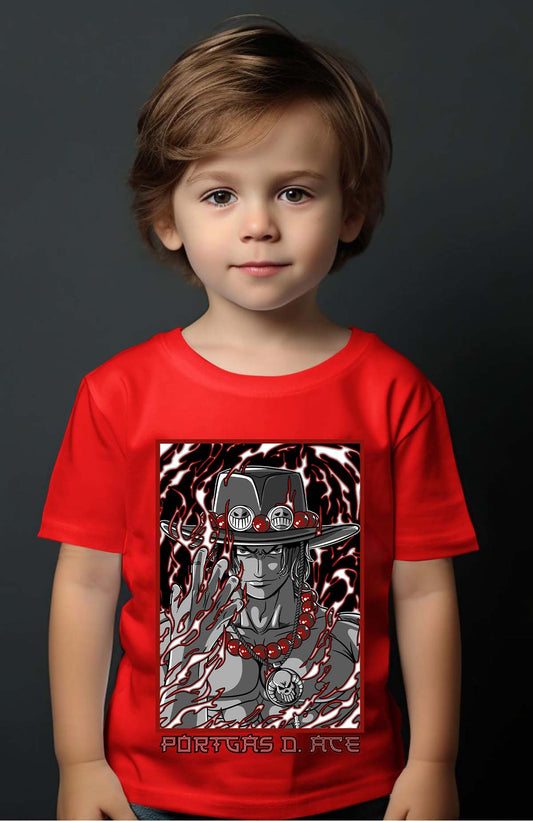 COULEUR:Rouge|T-shirt Garçon | Blood Portgas D. ACE Rouge
