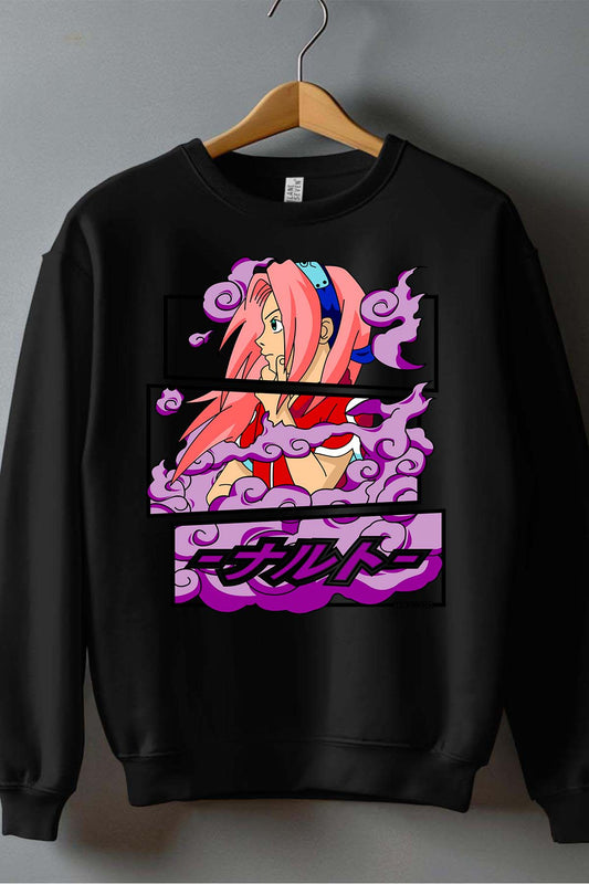 COULEUR:Noir|Sweat Col Rond Garçon | Cadre sakura haruno 01A Noir