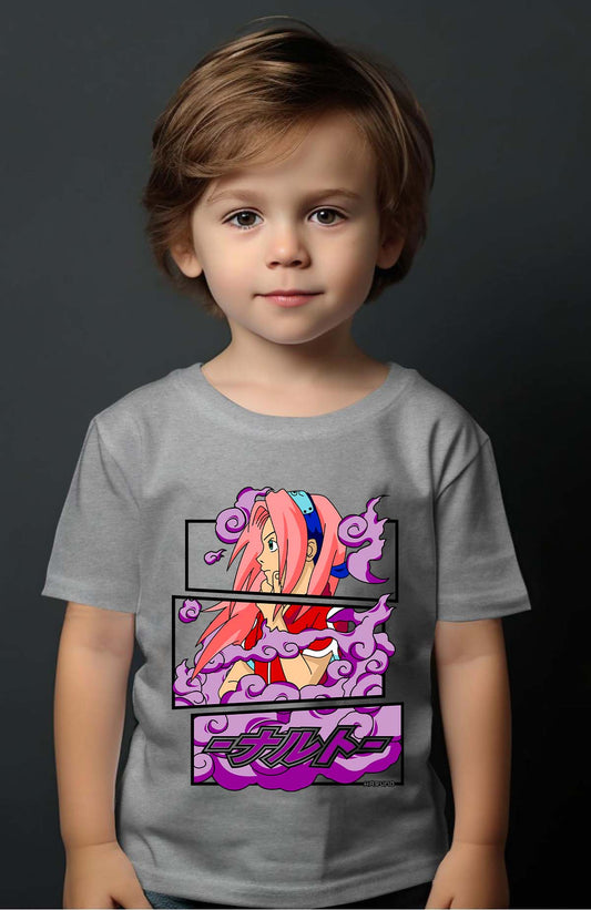 COULEUR:Gris|T-shirt Garçon | Cadre sakura haruno 01A Gris