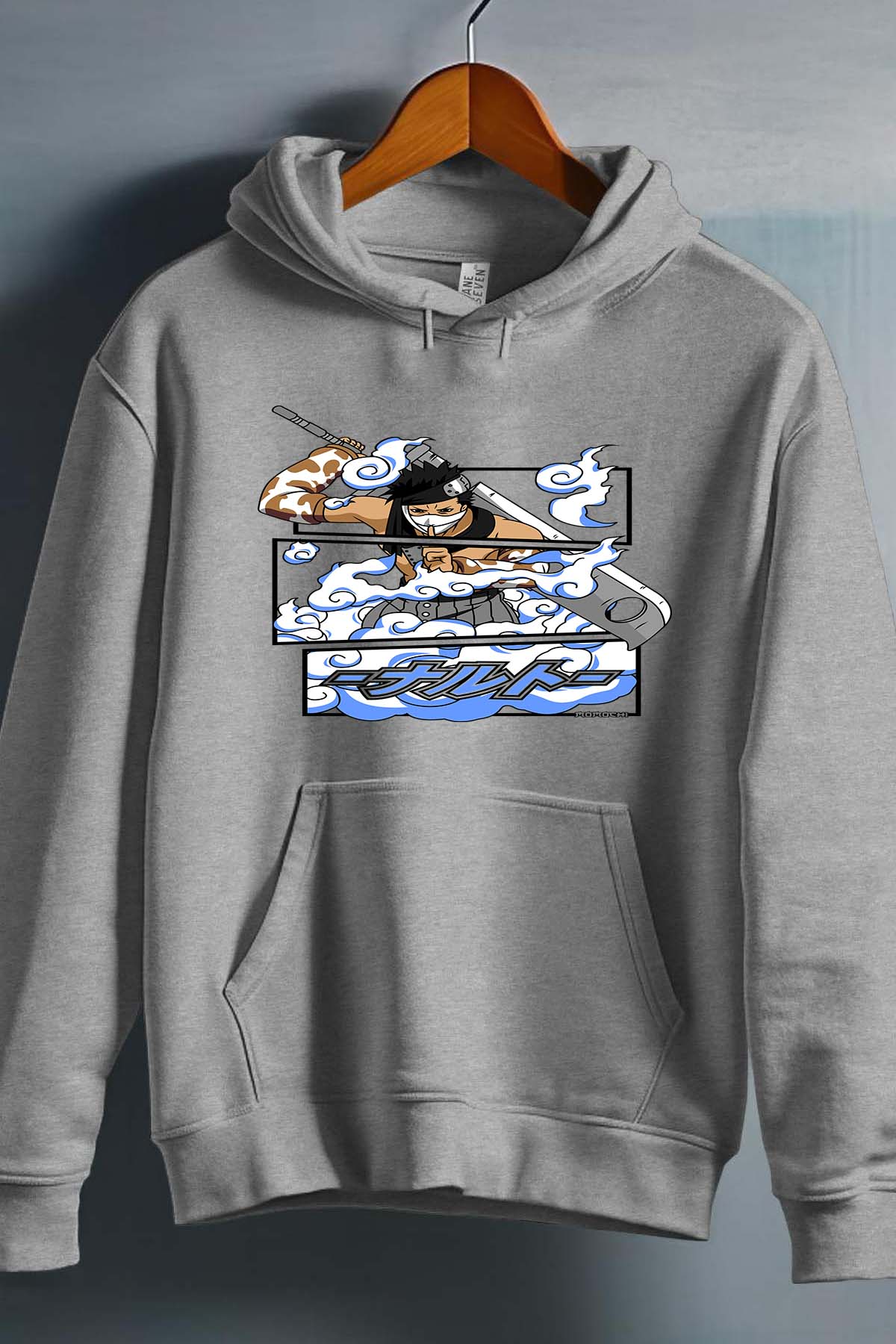 COULEUR:Gris|Sweat Capuche Garçon | Cadre zabuza momochi 01A Gris