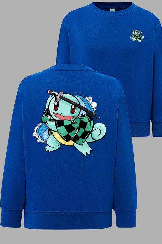 COULEUR:Bleu Roi|Sweat Col Rond Garçon | Carapuce Slayer Bleu Roi