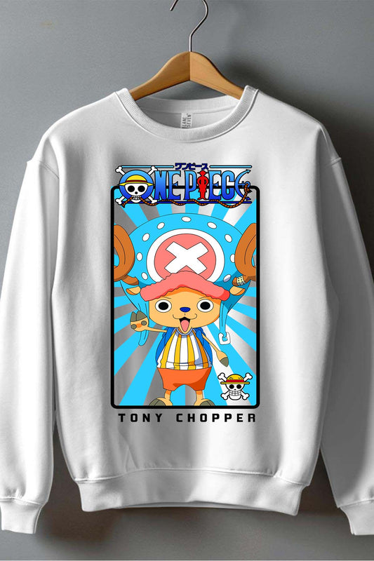 COULEUR:Blanc|Sweat Col Rond Garçon | Card CHOPPER 01 Blanc