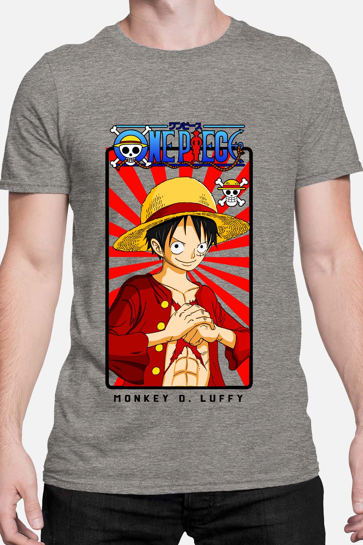 COULEUR:Gris|T-shirt Homme | Card LUFFY 01 Gris