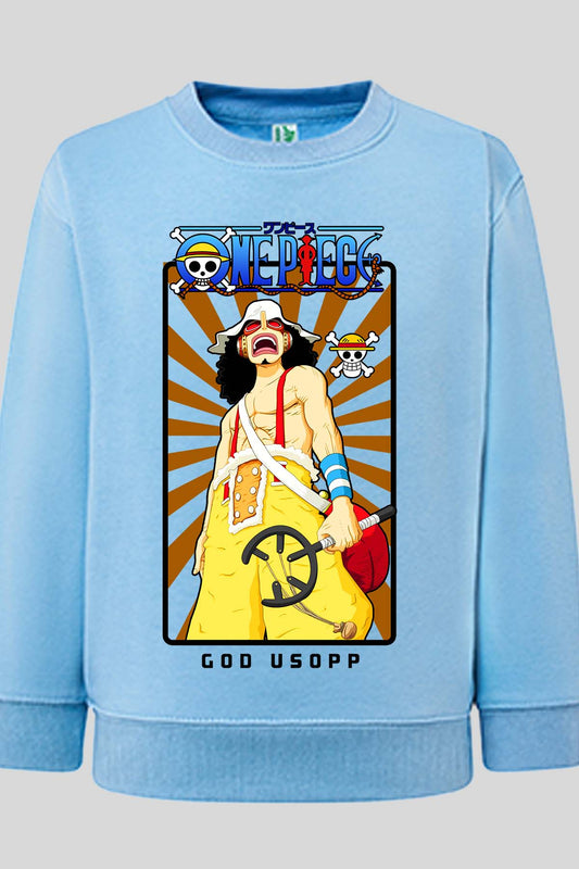 COULEUR:Bleu Ciel|Sweat Col Rond Garçon | Card USOPP 01 Bleu Ciel