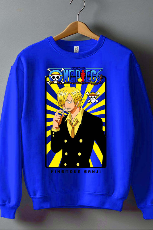 COULEUR:Bleu Roi|Sweat Col Rond Garçon | Card sanji 01 Bleu Roi