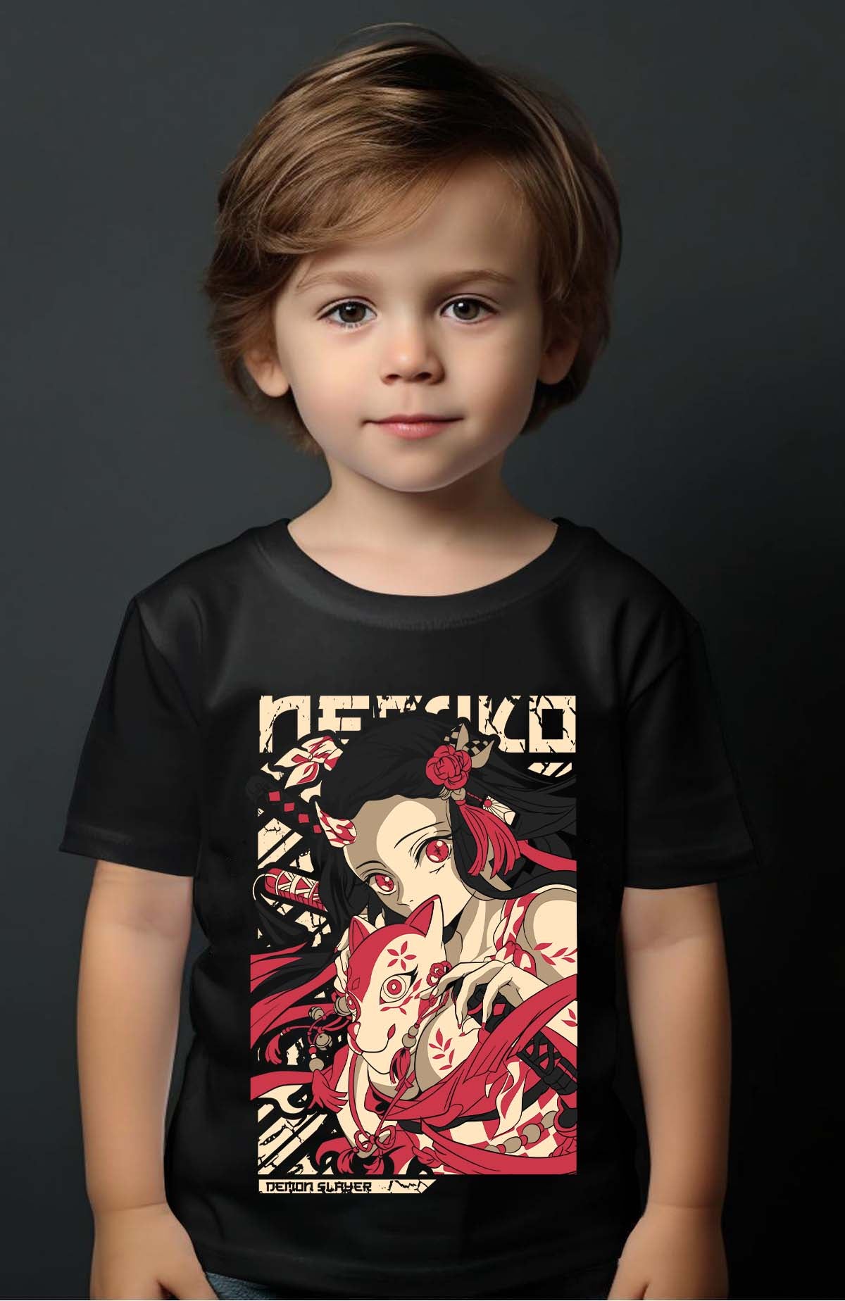 COULEUR:Noir|T-shirt Garçon | Cat Nezuko Noir