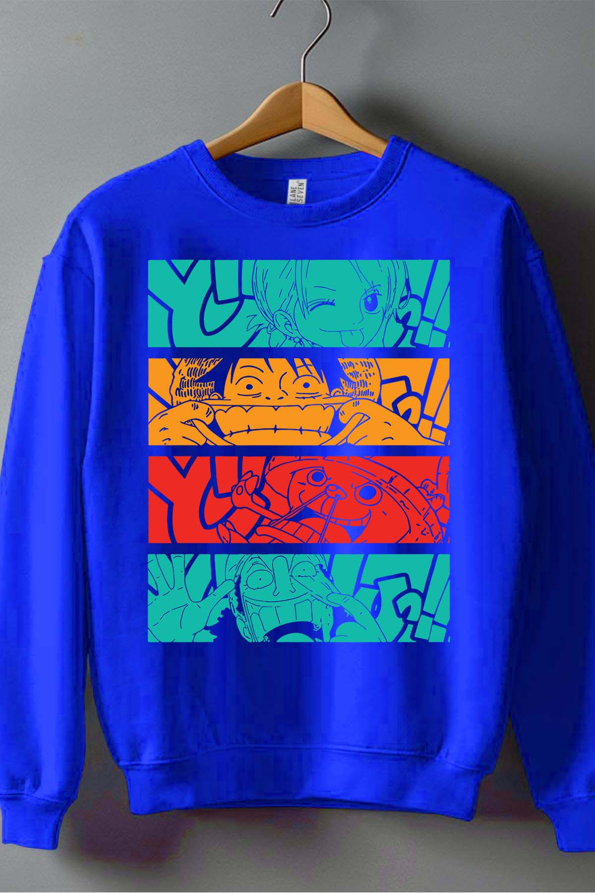 COULEUR:Bleu Roi|Sweat Col Rond Homme | Crazy crew Bleu Roi