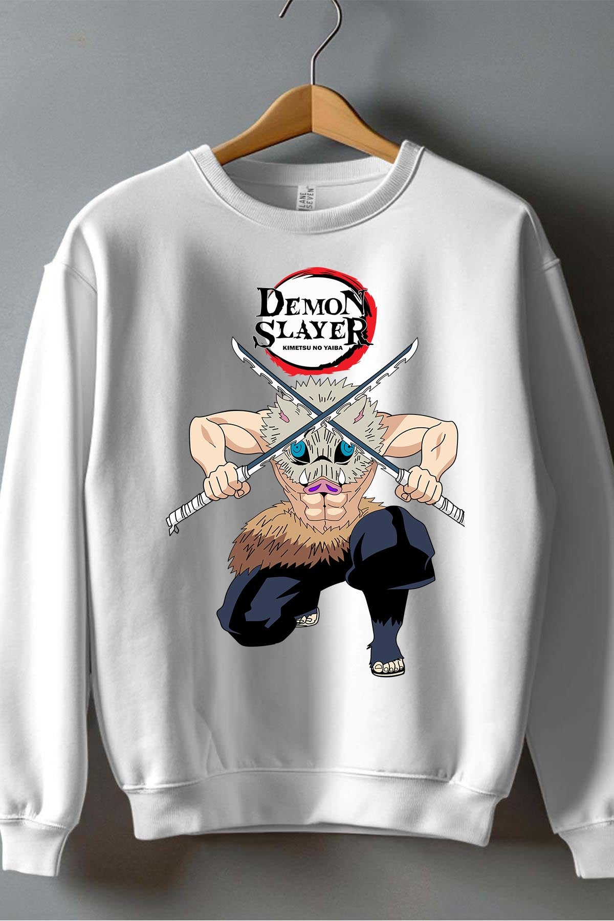 COULEUR:Blanc|Sweat Col Rond Homme | DEMONS SLAYER 22 Blanc