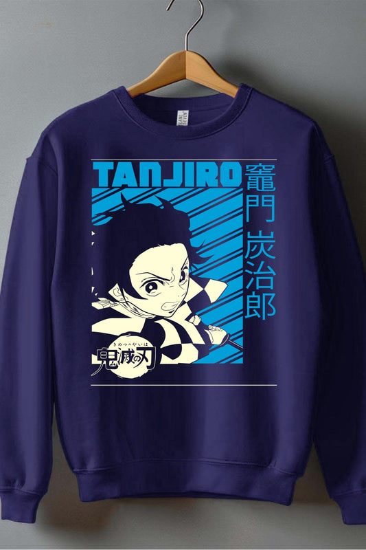 COULEUR:Marine|Sweat Col Rond Garçon | DEMONS SLAYER 34 Marine