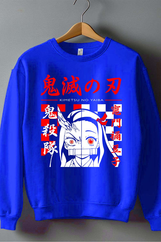COULEUR:Bleu Roi|Sweat Col Rond Garçon | DEMONS SLAYER 35 Bleu Roi