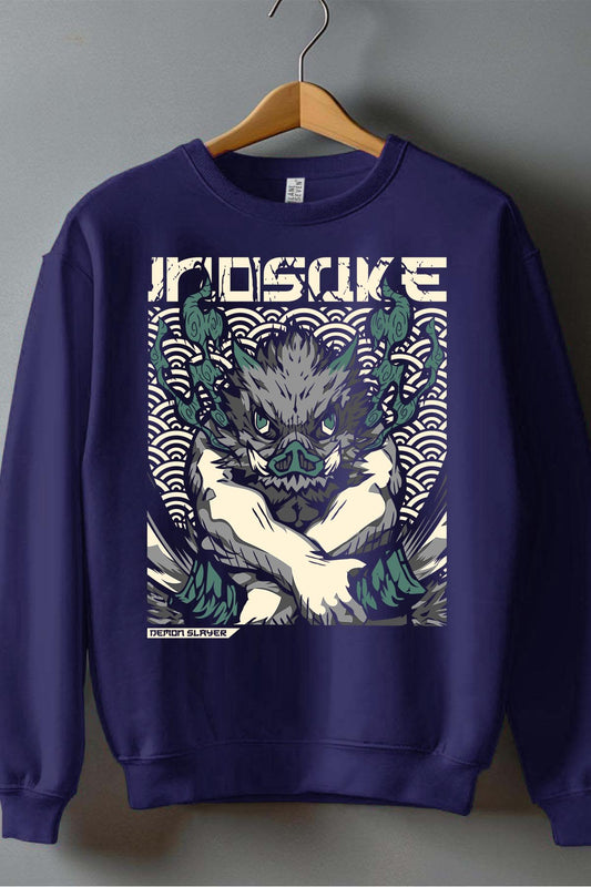 COULEUR:Marine|Sweat Col Rond Garçon | DEMONS SLAYER 3 Marine