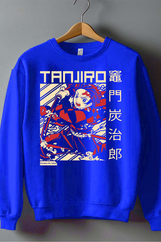 COULEUR:Bleu Roi|Sweat Col Rond Garçon | DEMONS SLAYER 4 Bleu Roi