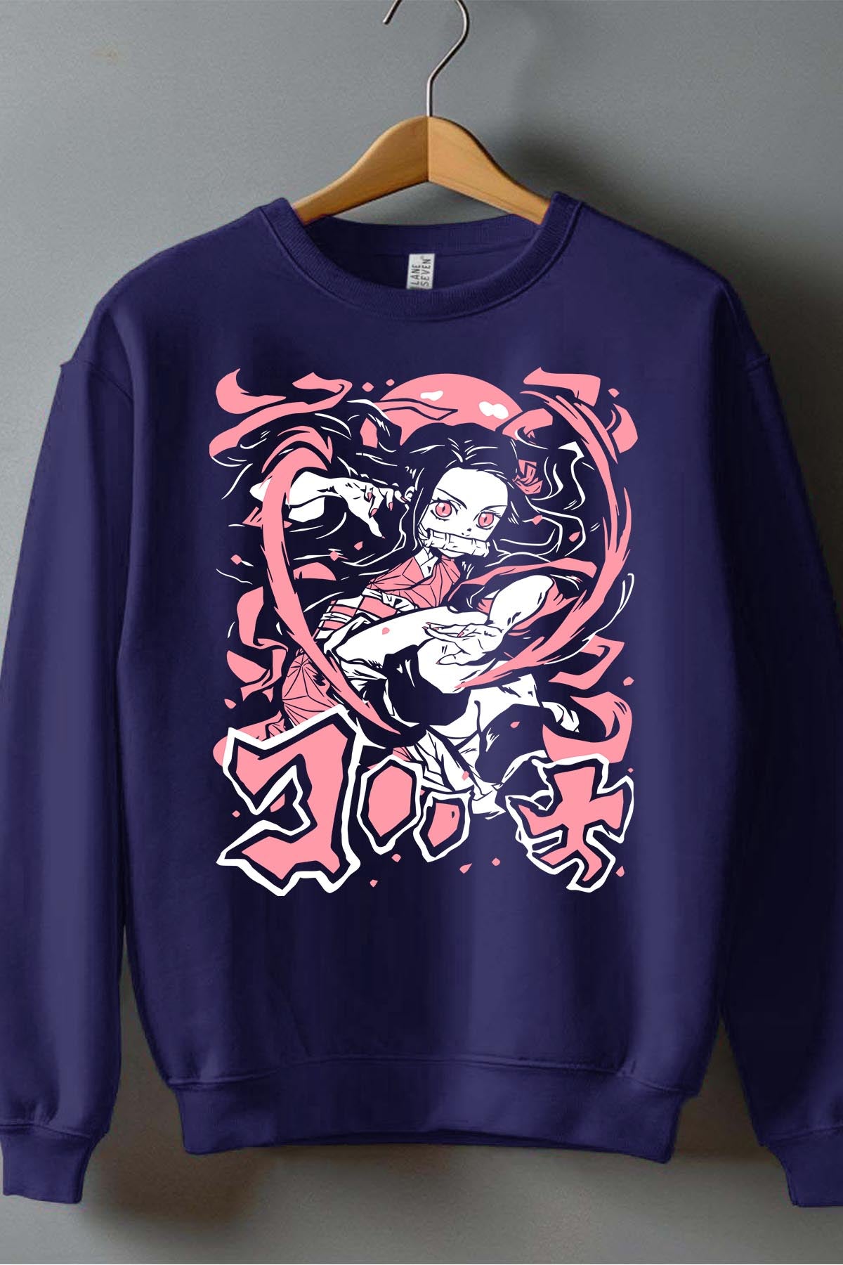 COULEUR:Marine|Sweat Col Rond Garçon | DEMONS SLAYER 9 Marine