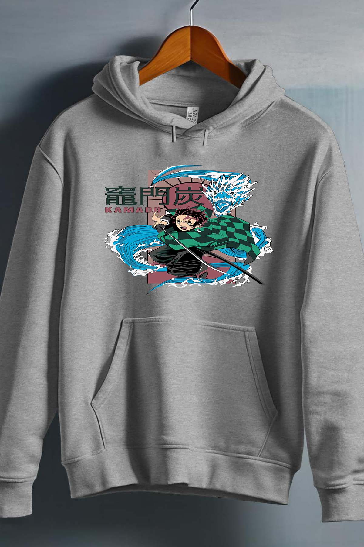 COULEUR:Gris|Sweat Capuche Garçon | Dragon water Kamado Gris