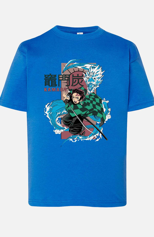 COULEUR:Bleu Roi|T-shirt Garçon | Dragon water Kamado Bleu Roi