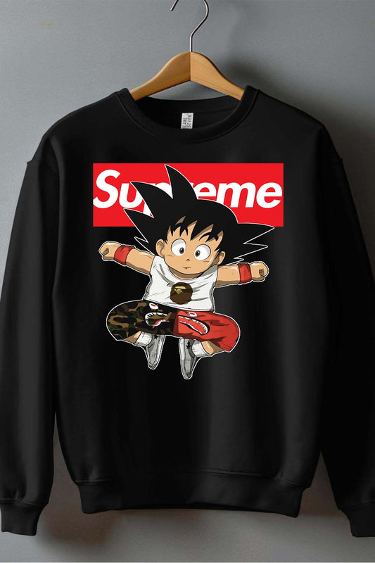 COULEUR:Noir|Sweat Col Rond Homme | Goku Sup Saut Contour Noir