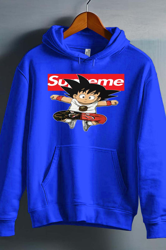 COULEUR:Bleu Roi|Sweat Capuche Garçon | Goku Sup Saut Contour Bleu Roi