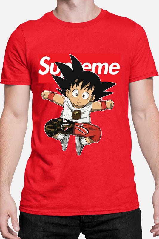 COULEUR:Rouge|T-shirt Homme | Goku Sup Saut Contour Rouge