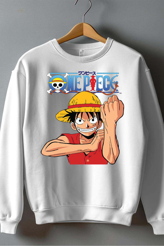 COULEUR:Blanc|Sweat Col Rond Garçon | Gomu Gomu Blanc