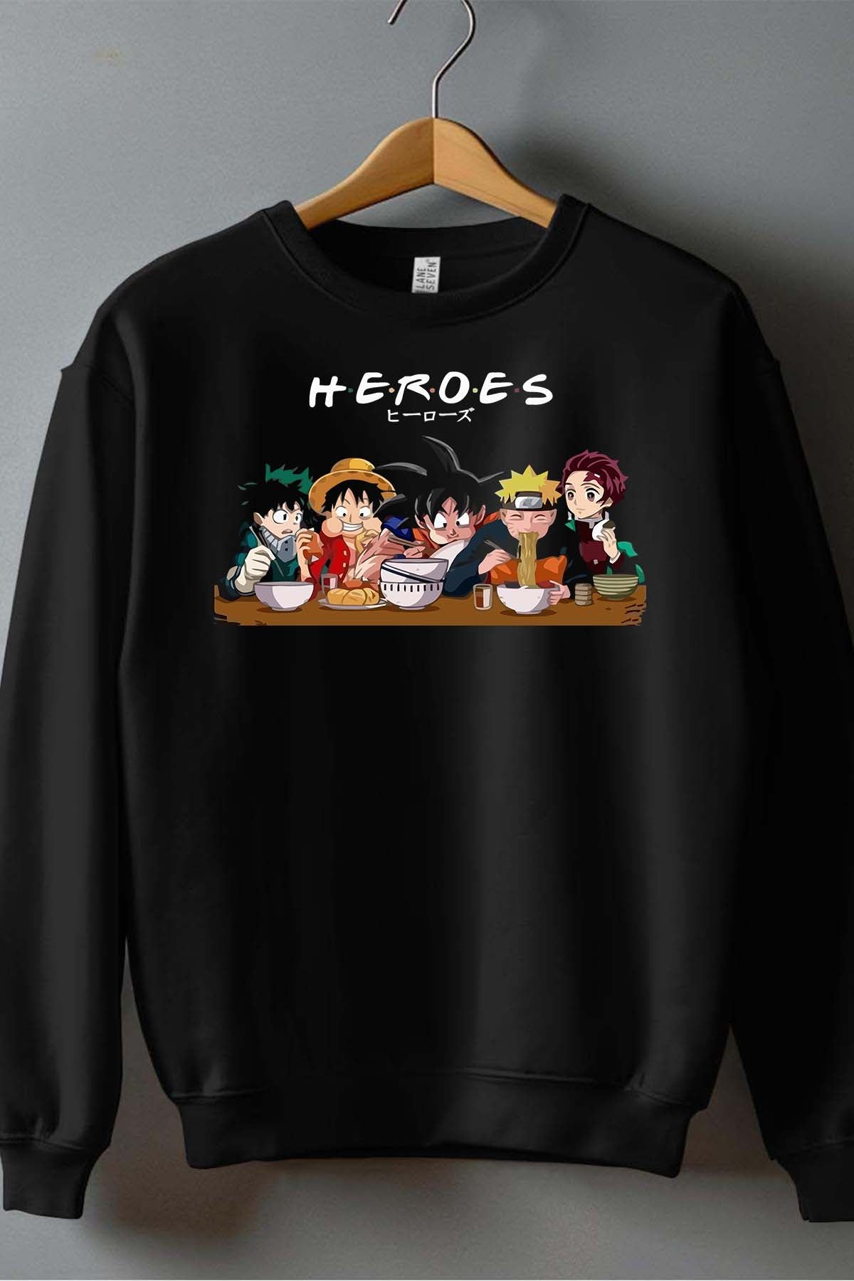 COULEUR:Noir|Sweat Col Rond Garçon | Heroes Ramen Noir