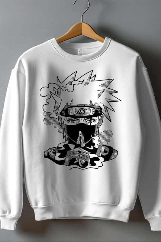 COULEUR:Blanc|Sweat Col Rond Homme | Konoha jutsu Blanc