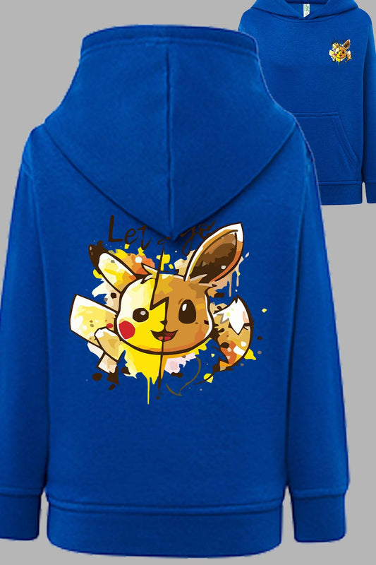 COULEUR:Bleu Roi|Sweat Capuche Garçon | Let's go pika Bleu Roi
