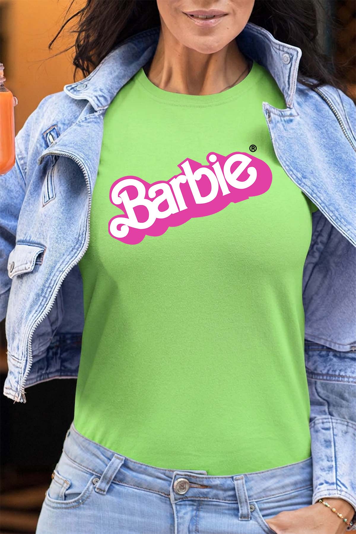 COULEUR:Vert Clair|T-shirt Femme | Logo barbie Vert Clair