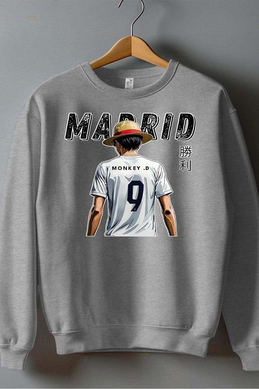 COULEUR:Gris|Sweat Col Rond Homme | Luffy madrid Gris