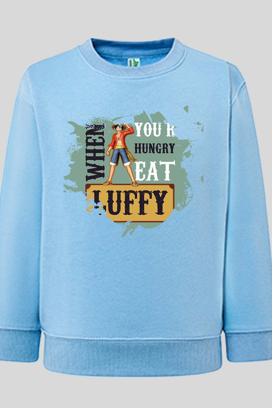 COULEUR:Bleu Ciel|Sweat Col Rond Homme | Luffy's Menu Bleu Ciel