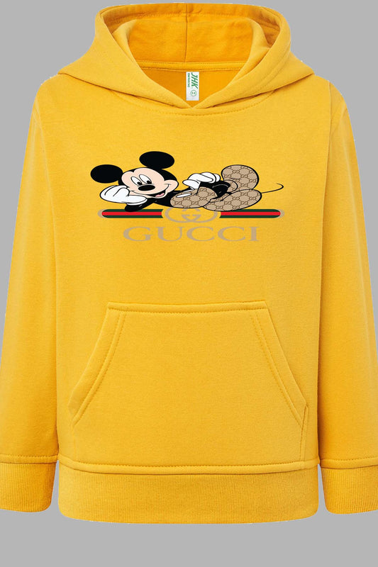 COULEUR:Jaune|Sweat Capuche Fille | Mickey gucci Allongé Jaune
