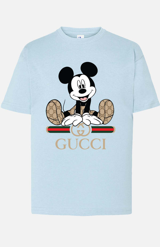 COULEUR:Bleu Ciel|T-shirt Garçon | Mickey gucci Assis Bleu Ciel
