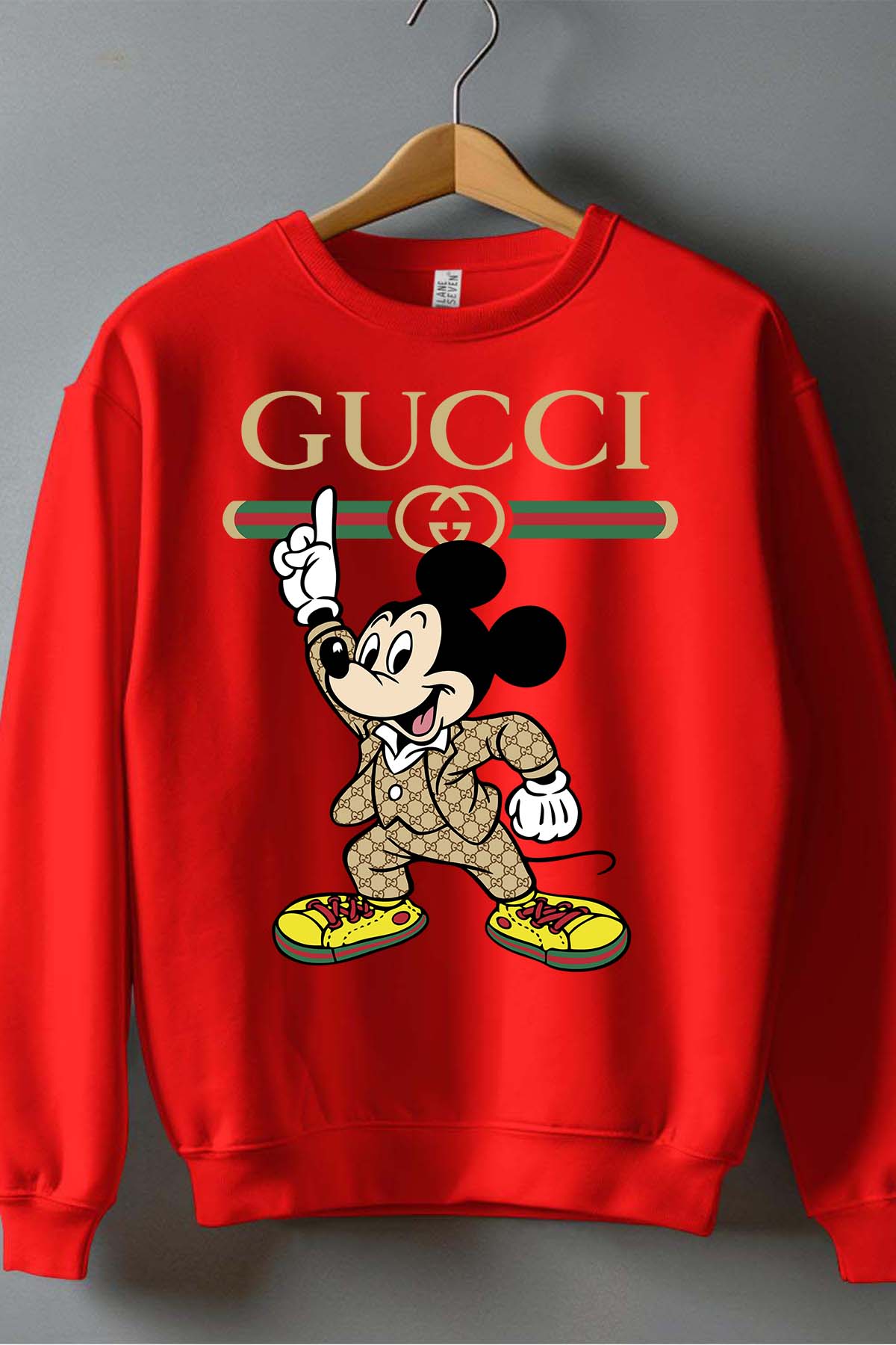 COULEUR:Rouge|Sweat Col Rond Garçon | Mickey gucci Grease Rouge