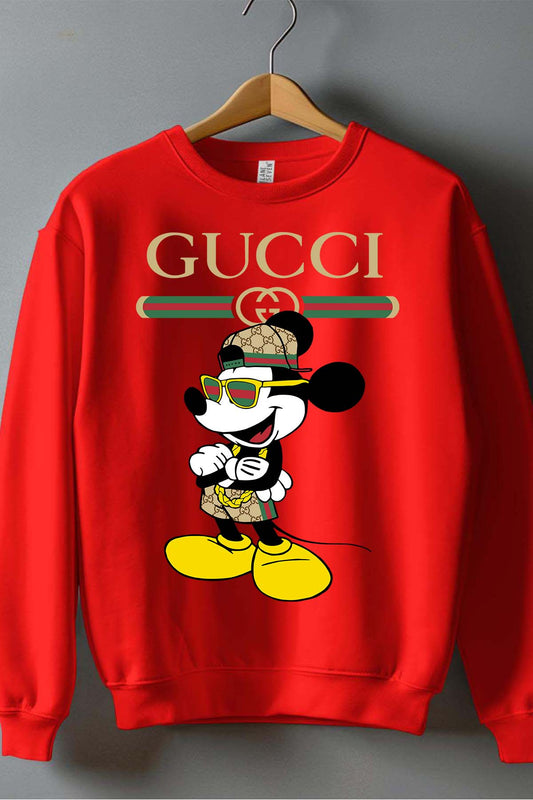 COULEUR:Rouge|Sweat Col Rond Garçon | Mickey gucci Hip hop Rouge