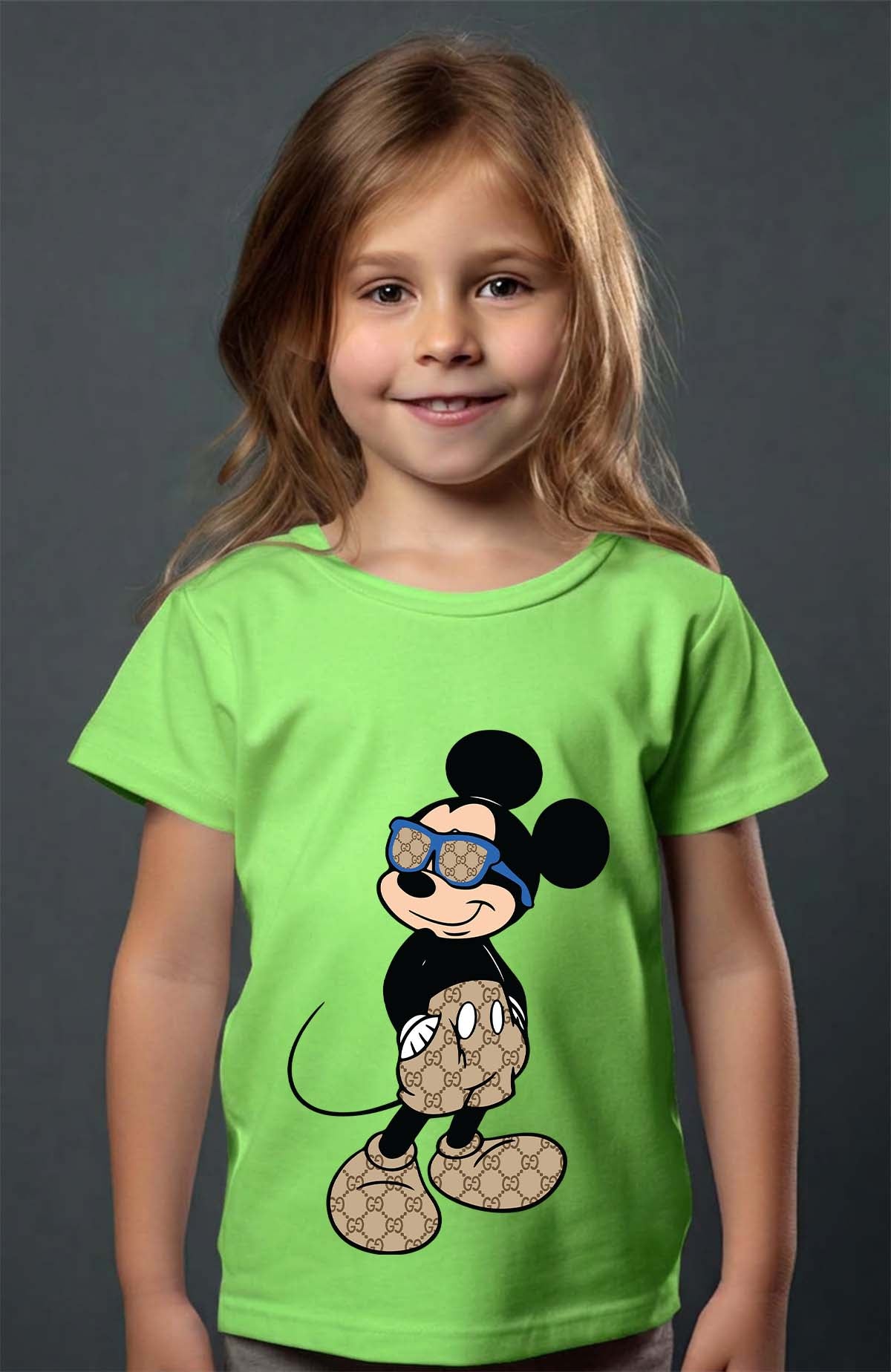 COULEUR:Vert Clair|T-shirt Fille | Mickey gucci Stylee Vert Clair