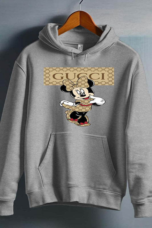 COULEUR:Gris|Sweat Capuche Fille | Minnie Plaque gucci Gris