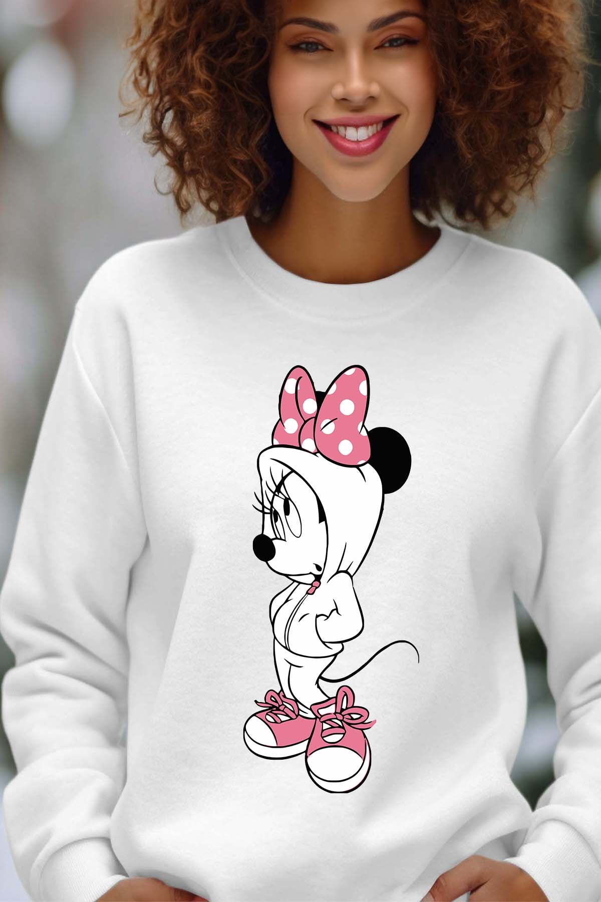 COULEUR:Blanc|Sweat Col Rond Femme | Minnie Swagg Blanc