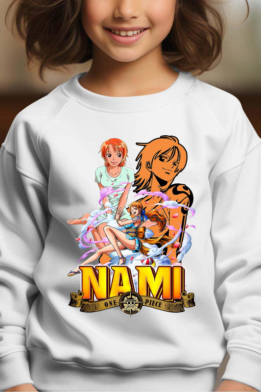 COULEUR:Blanc|Sweat Col Rond Fille | Multi Nami 01 Blanc