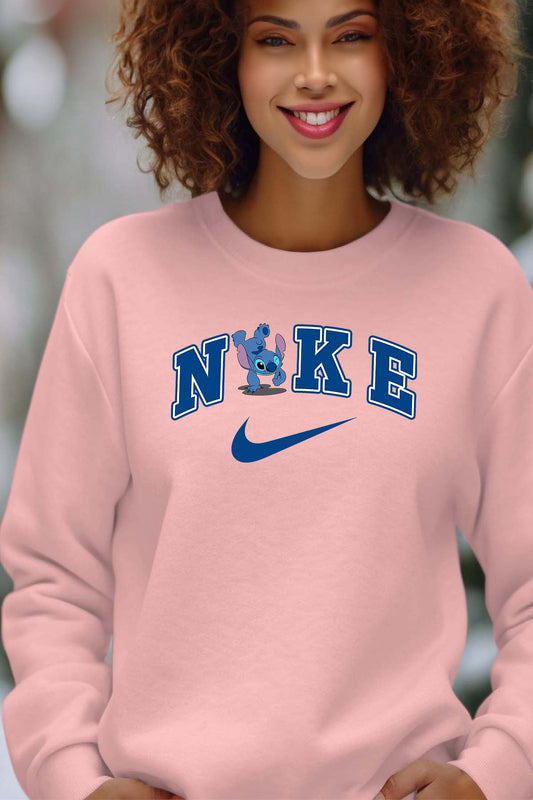 COULEUR:Rose|Sweat Col Rond Femme | NKE Stitch poirié Rose