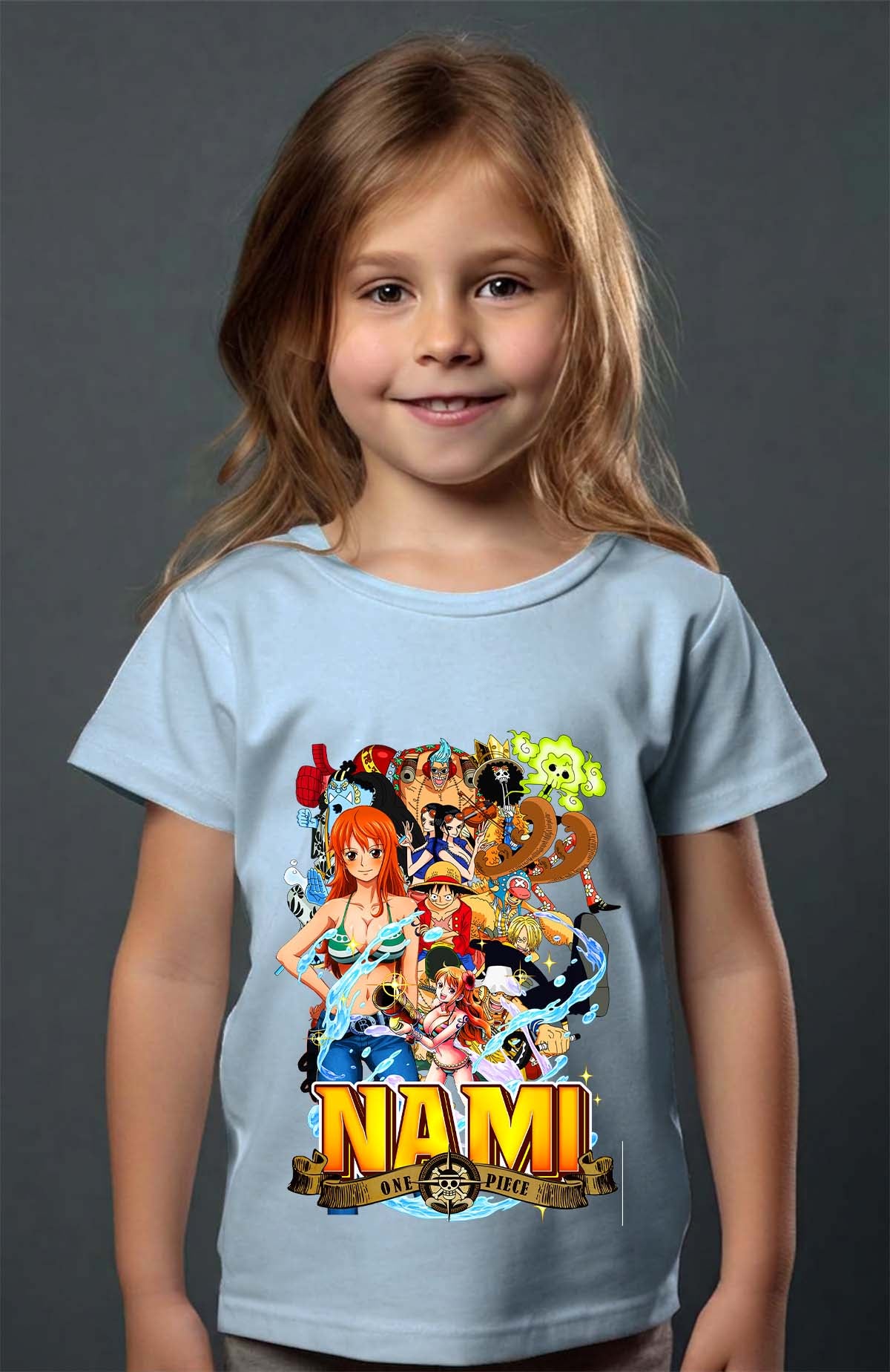 COULEUR:Bleu Ciel|T-shirt Fille | Nami Team 03 Bleu Ciel