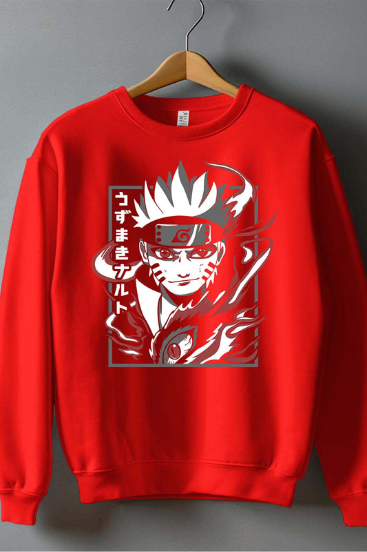 COULEUR:Rouge|Sweat Col Rond Garçon | Naruto Mod 01 Rouge